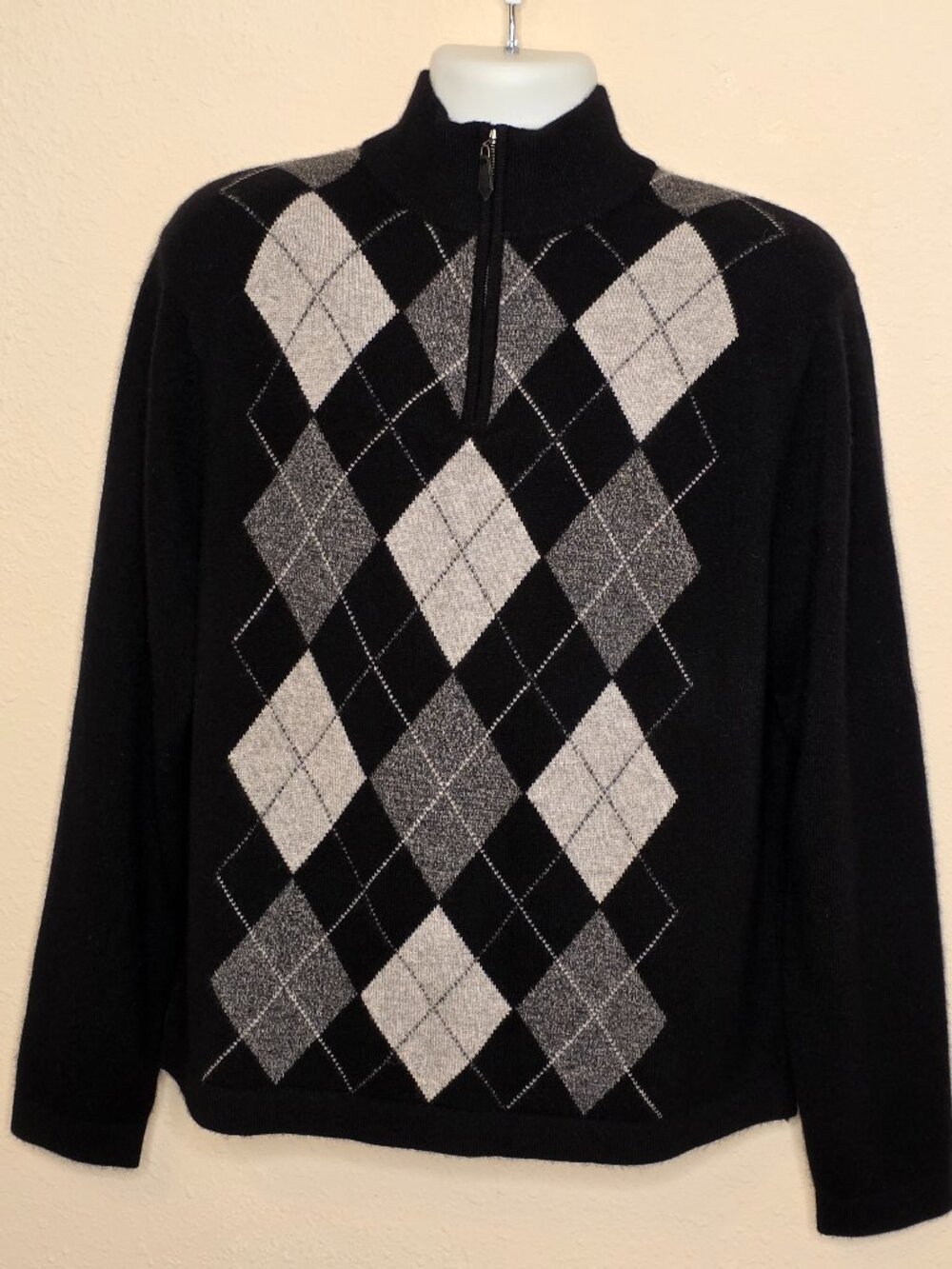 Daniel Bishop Quarter-Zip Pullover Cashmere Men's Sweater, Size Large